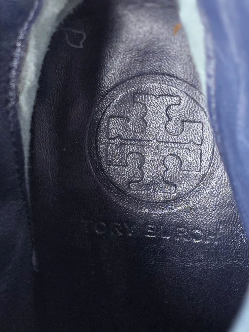 Tory Burch Navy Suede & Black Croc-Trim Ankle Booties, Size 7.